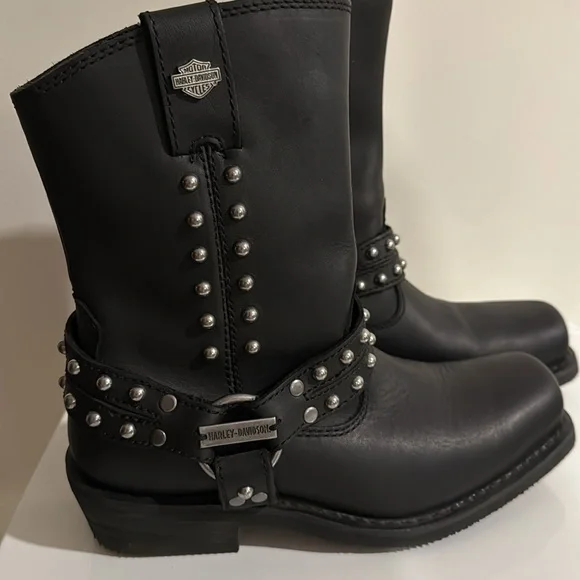 Harley-Davidson Women’s Linnea Leather Motorcycle Boots Black Size 9.5 NWOB - Picture 4 of 10